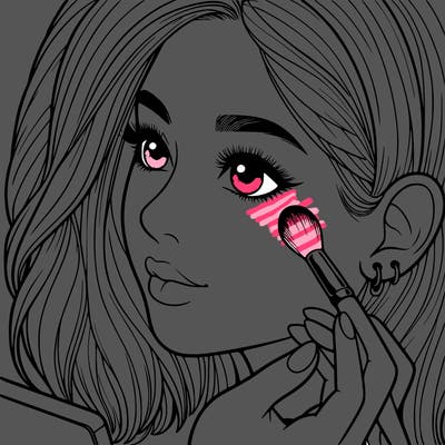 a realistic girl doing her makeup