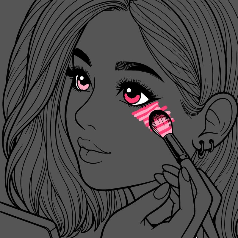 a realistic girl doing her makeup