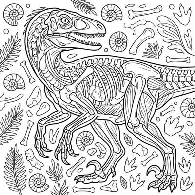 Dive into the fascinating world of paleontology with this intricate Velociraptor anatomy coloring page. Explore the skeletal structure, powerful muscles, and vital organs of this prehistoric predator.