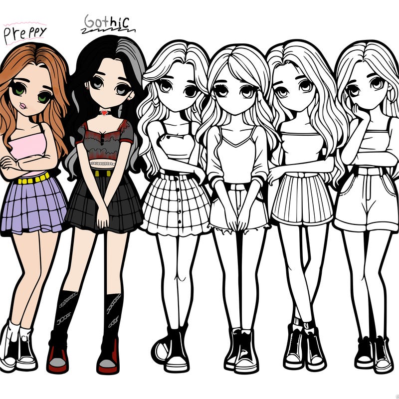 a group of girls realistic