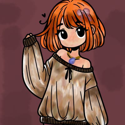 girl in baggy sweater hanging off her shoulder