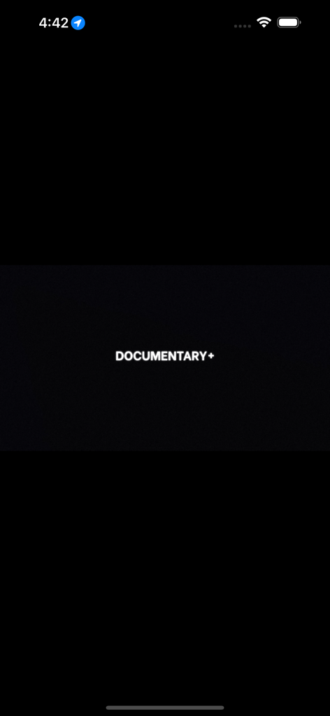 Documentary Plus app logo on a black splash screen