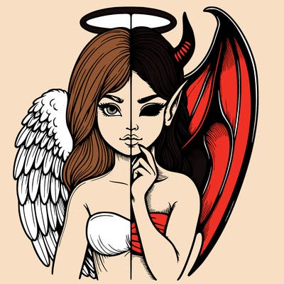 realistic angel half demon