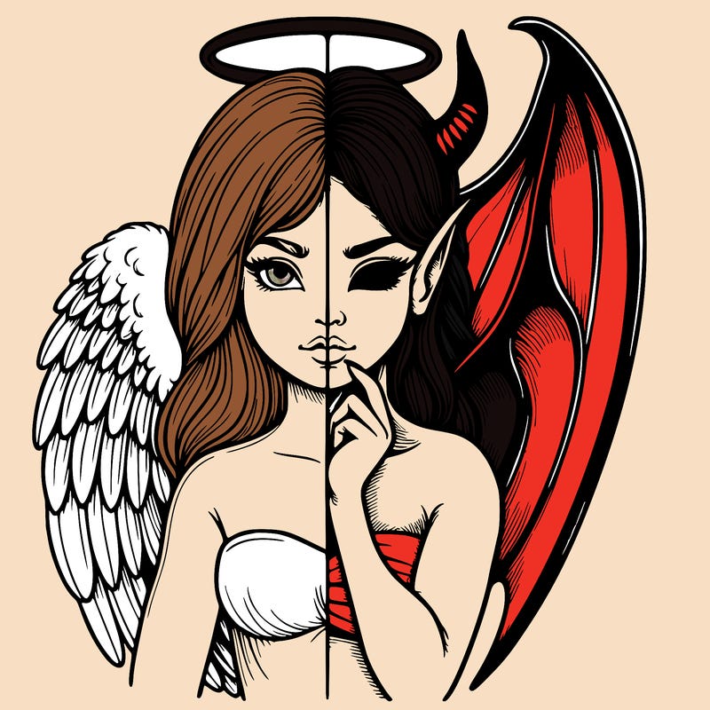 realistic angel half demon