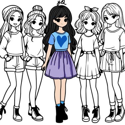 a group of five girls