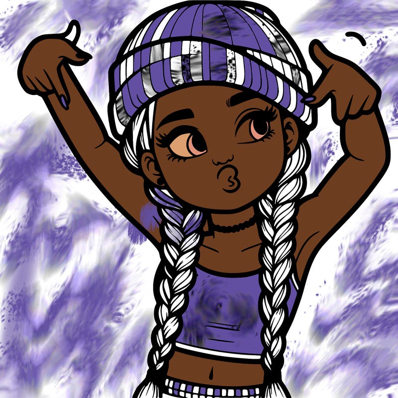 realistic teenage girl with braids and a beanie and crop top doing 🫶🏼