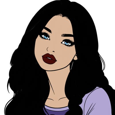 realistic girl with hair on her hair and lips