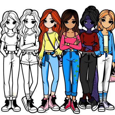 a group of teenage girls in a line