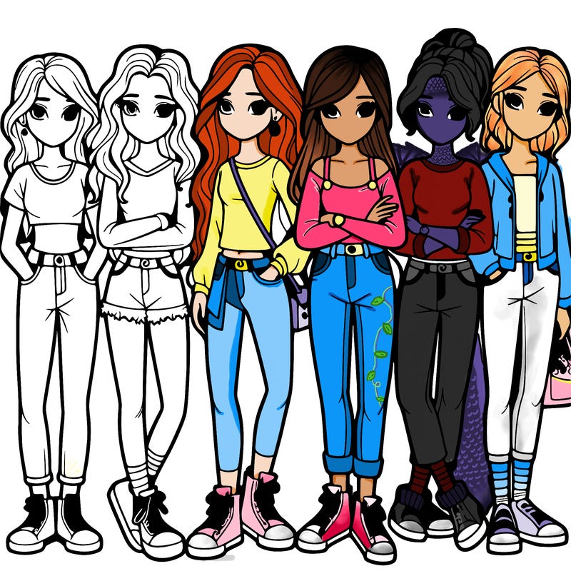 a group of teenage girls in a line