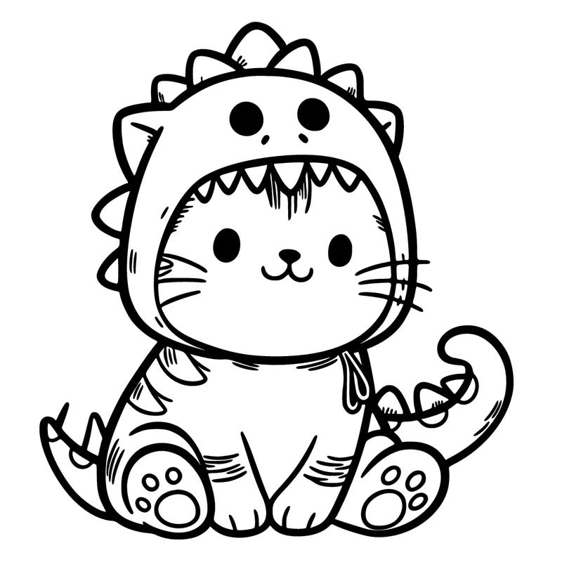 cat with dino hat