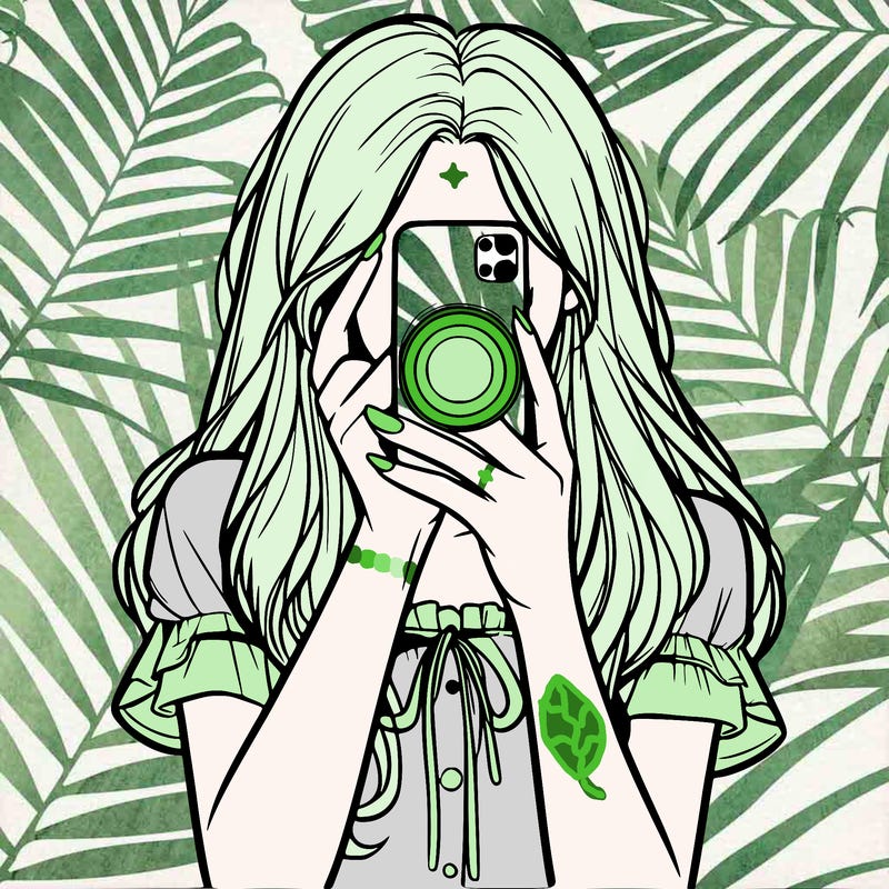 a realistic girl holding her phone taking pictures