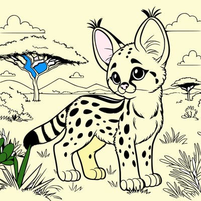 serval in a savanna
