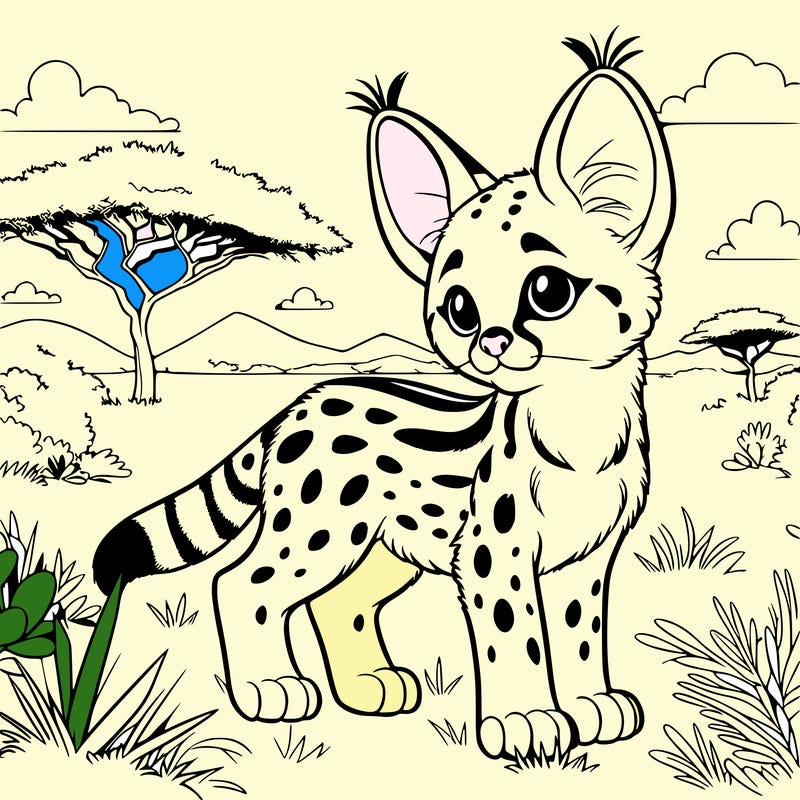 serval in a savanna