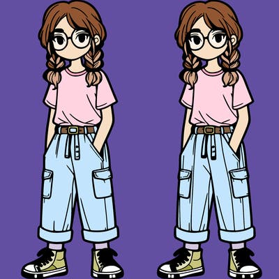 girl wearing cargo pants and glasses