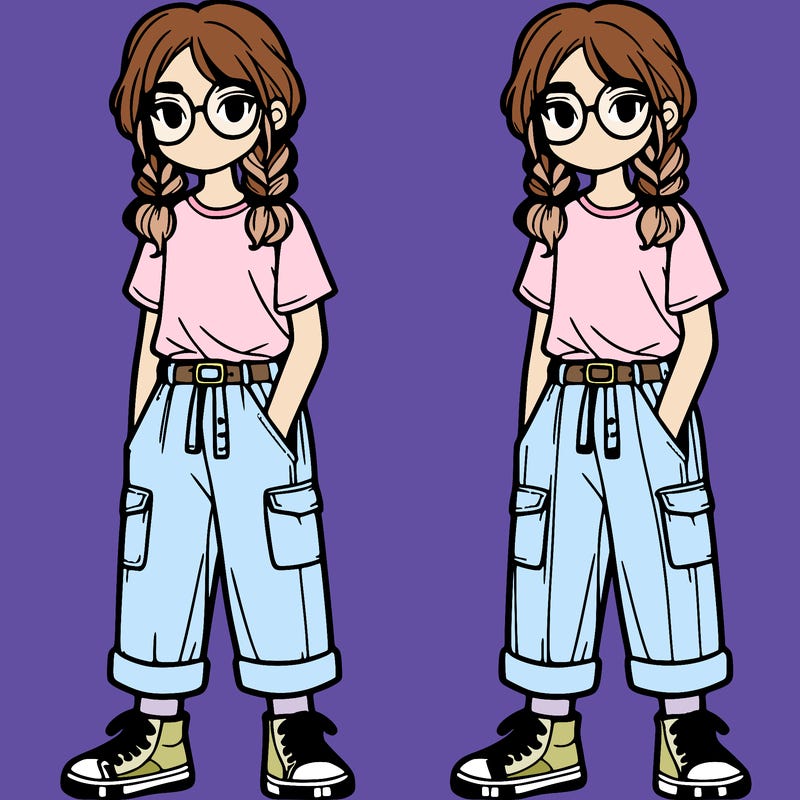 girl wearing cargo pants and glasses