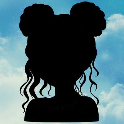 realistic girl with two buns in her hair