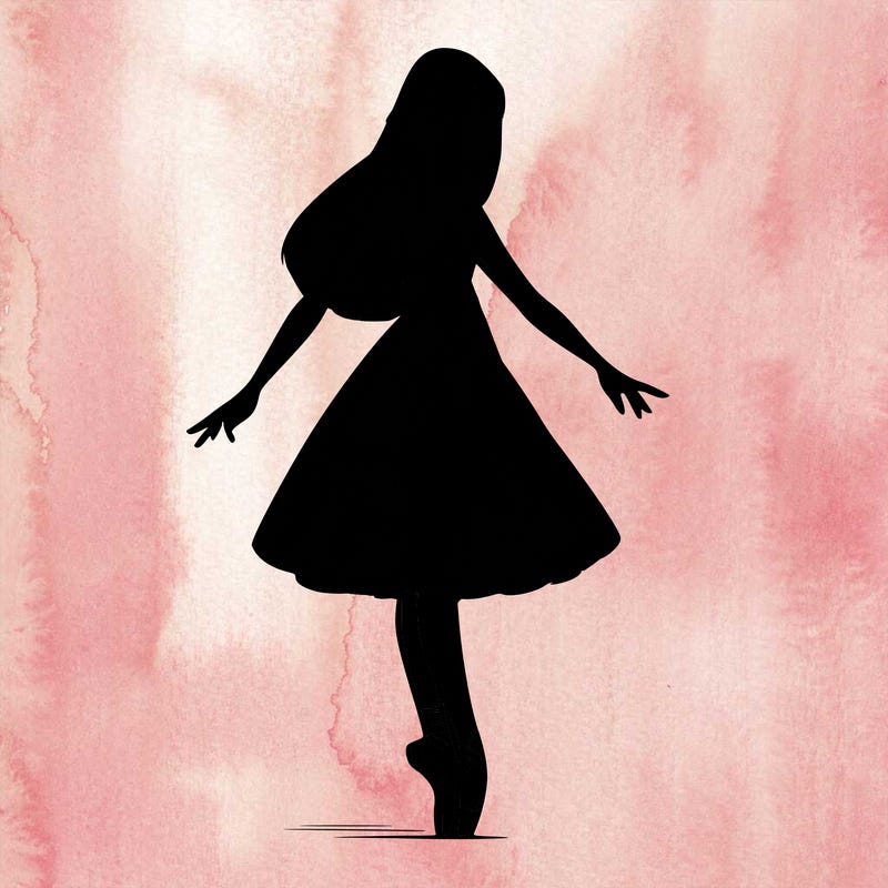 realistic ballerina with straight longish hair on pointe