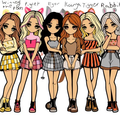 a group of girls realistic