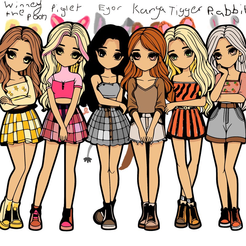 a group of girls realistic