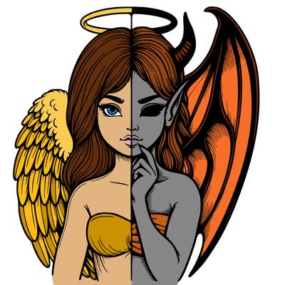 realistic angel half demon