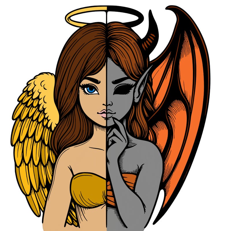 realistic angel half demon