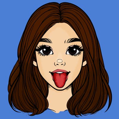 realistic girl with her tongue out