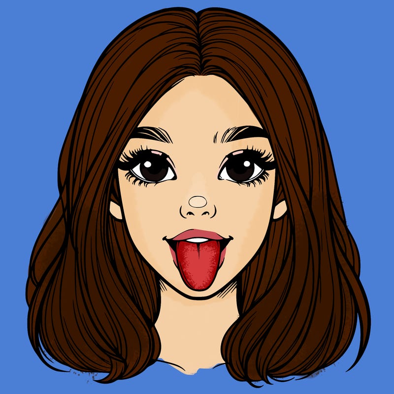 realistic girl with her tongue out