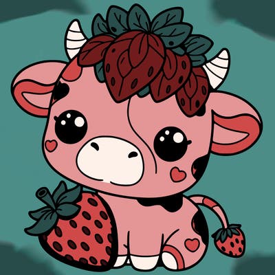 cute strawberry cow