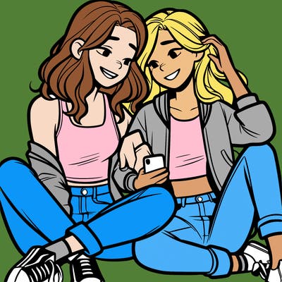 two girls hanging out (cute teenage girls