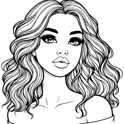 realistic girl with wavy hair and lips