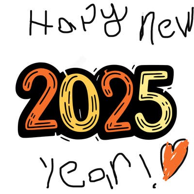 one line scrawled numbers sketch design “2025”