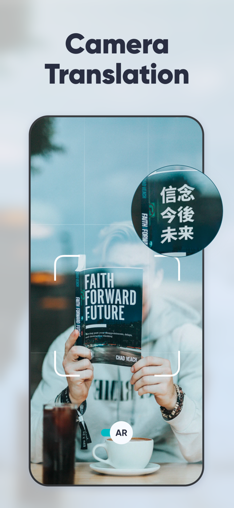 UDictionary Translator - UDictionary Translator app camera translation feature showing a book title being translated