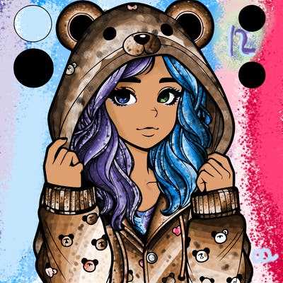 realistic girl in a animal pjs hoodie