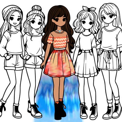 a group of five girls