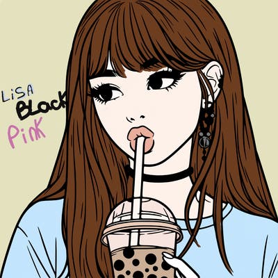 aesthetic realistic girl drinking boba