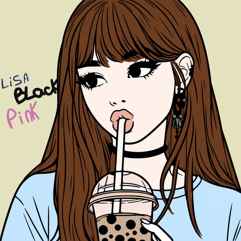 aesthetic realistic girl drinking boba