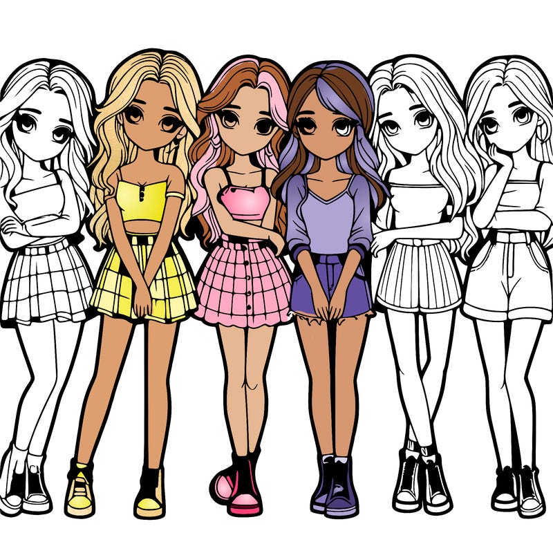 a group of girls realistic