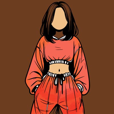 realistic girl faceless with baggy pants and a crop top