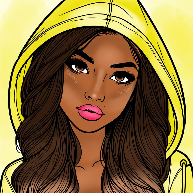 realistic beautiful girl with a hood on