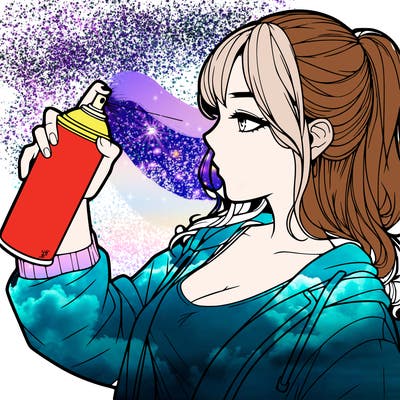 a realistic girl spray, painting