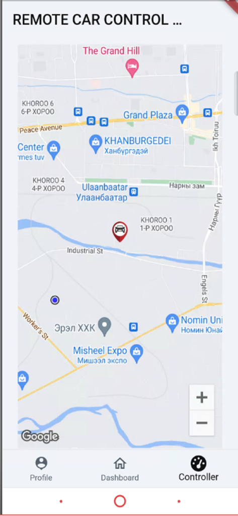 Interface de l'application mobile Aslaa affichant la localisation GPS du véhicule en temps réel sur une carte