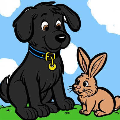 dog with a bunny