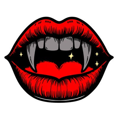 lips with vampire teeth