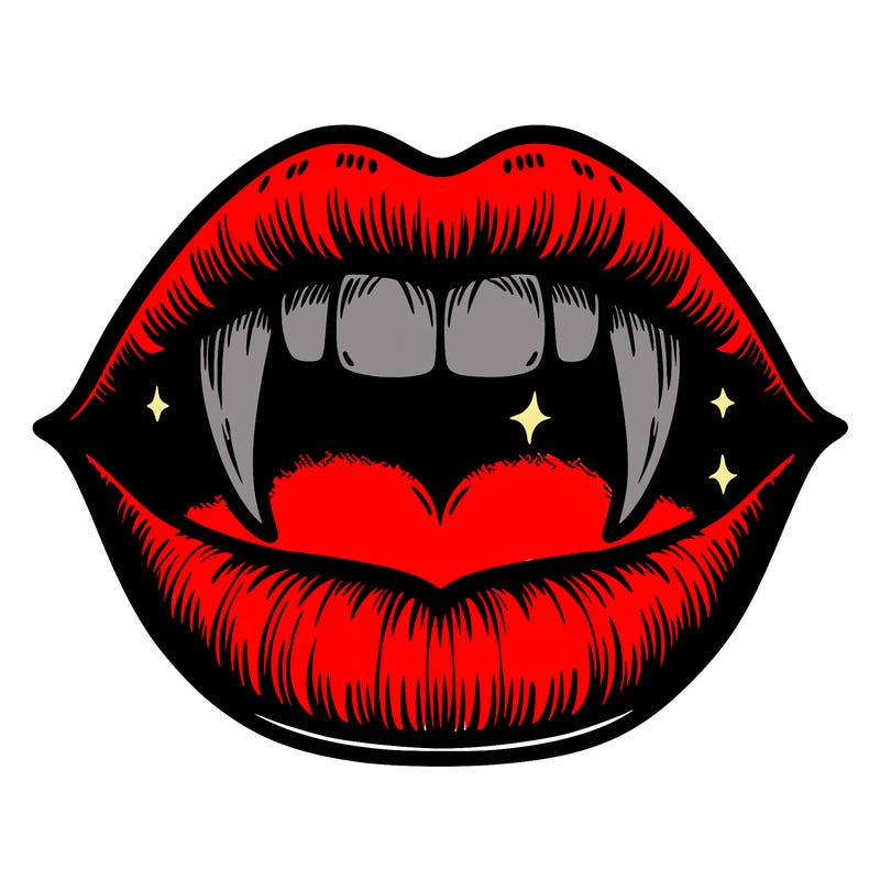 lips with vampire teeth