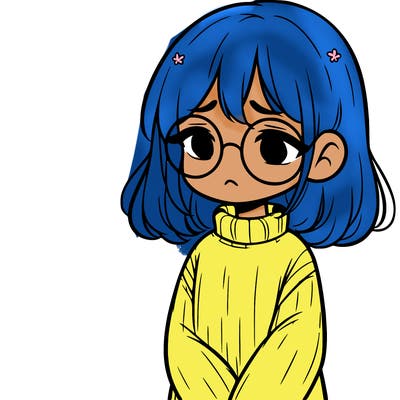 sad girl with glasses in a sweater