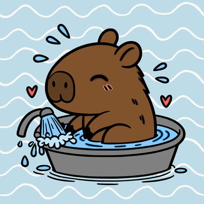 capybara taking a bath