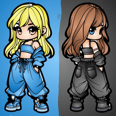 girl in crop top and baggy pants