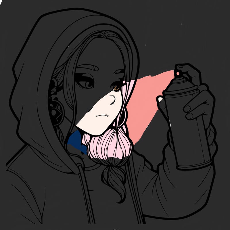 a realistic girl, spray painting