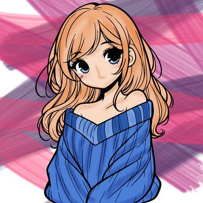 shy pretty girl wearing a sweater that is falling off one shoulder portrait