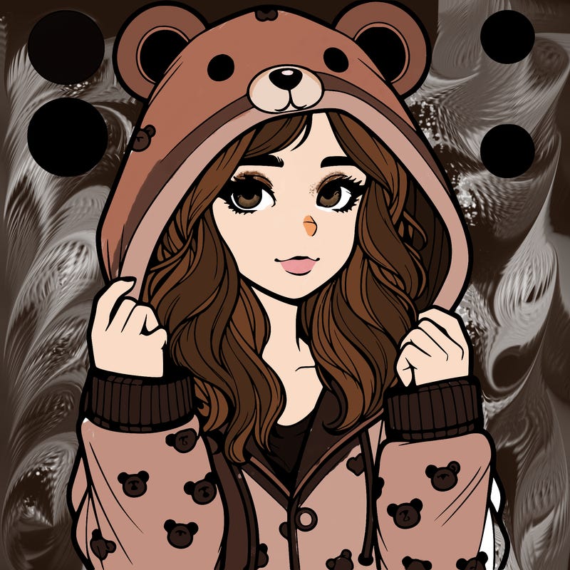 realistic girl in a animal pjs hoodie